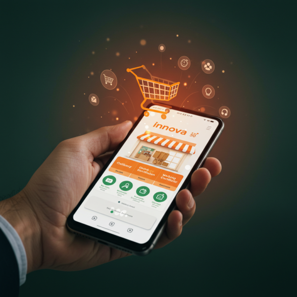 Diseño de tienda online sostenible con ramas de olivo y gráficos de crecimiento económico en espiral